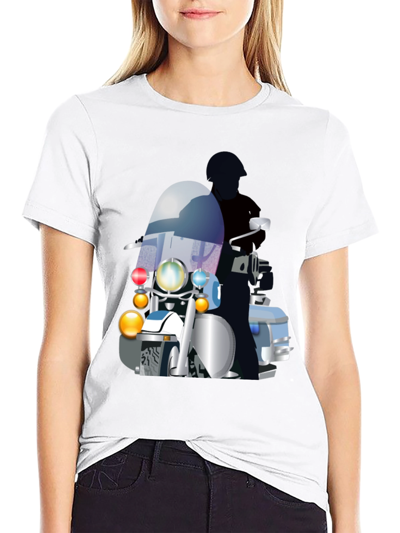 Motorcycle Cop Graphic T-Shirt - Black