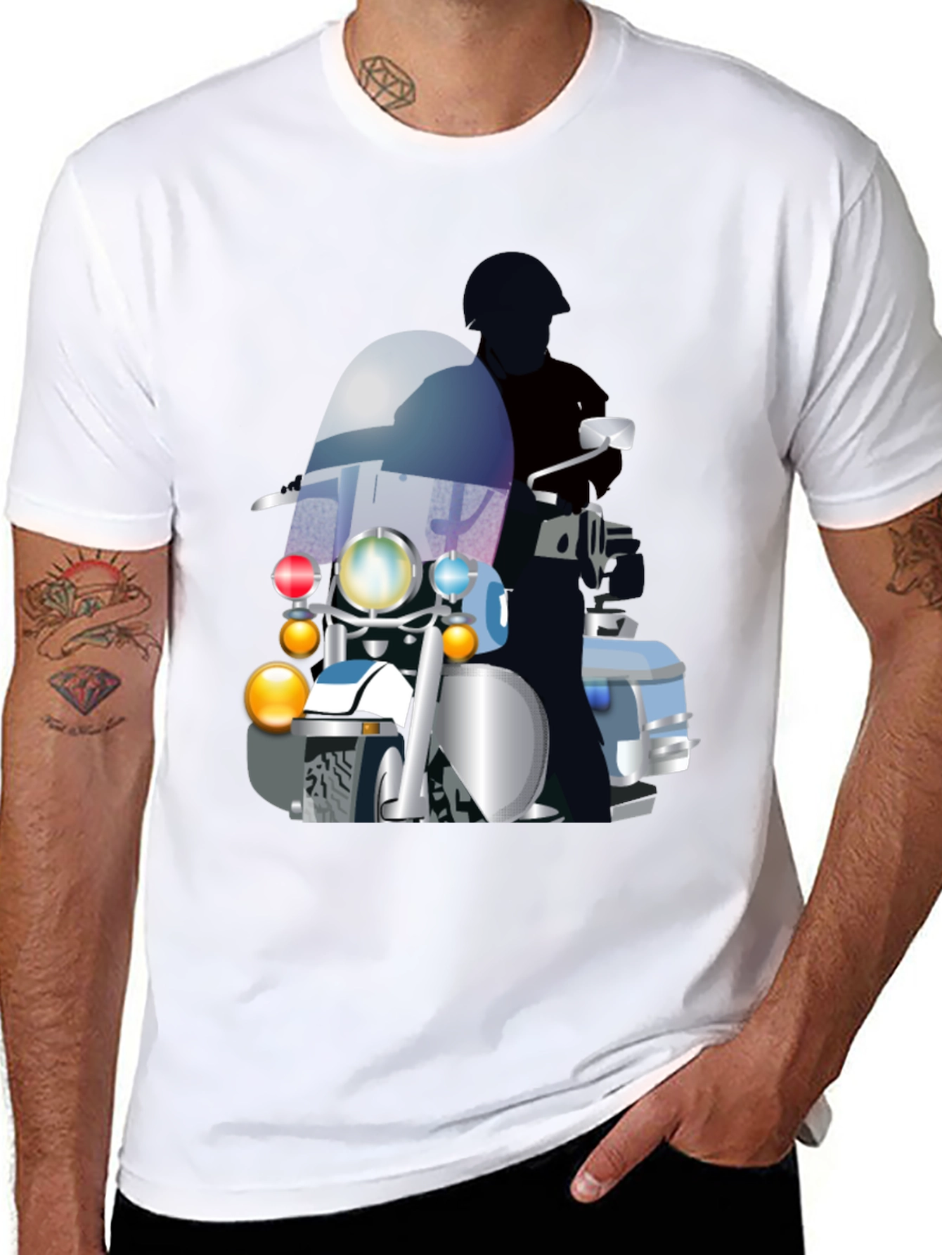 Motorcycle Cop Graphic T-Shirt - Black