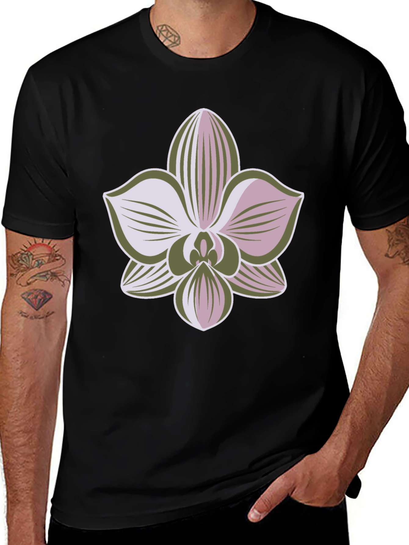 Orchid Graphic Tee - Black Casual Shirt