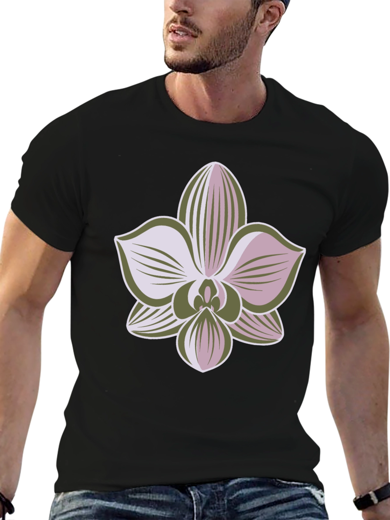 Orchid Graphic Tee - Black Casual Shirt