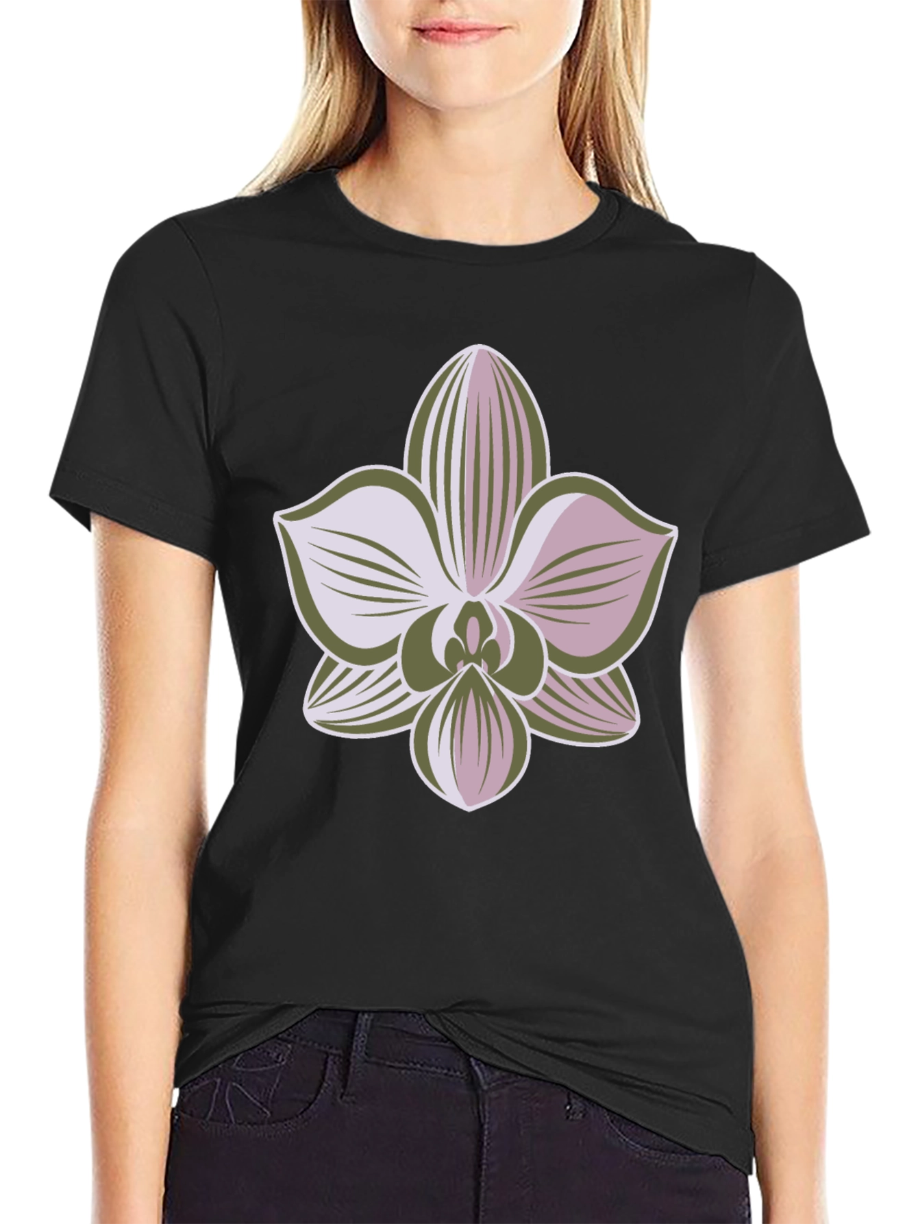 Orchid Graphic Tee - Black Casual Shirt