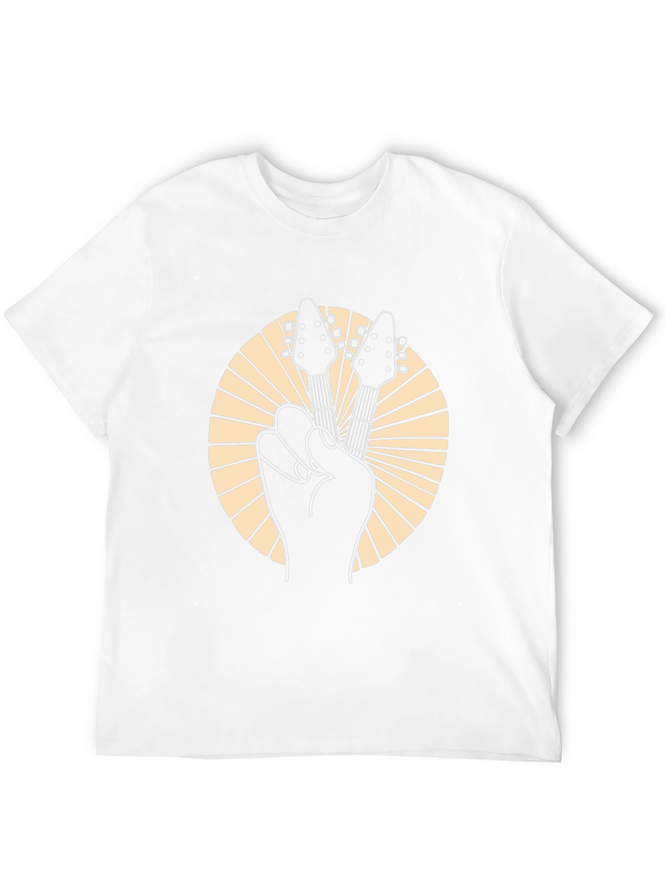 Rock On! Guitar Peace Sign Graphic Tee - Black