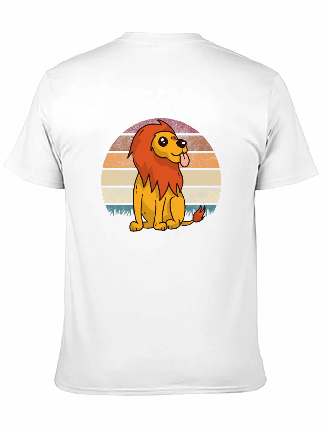 Cute Cartoon Lion Graphic Tee - Black