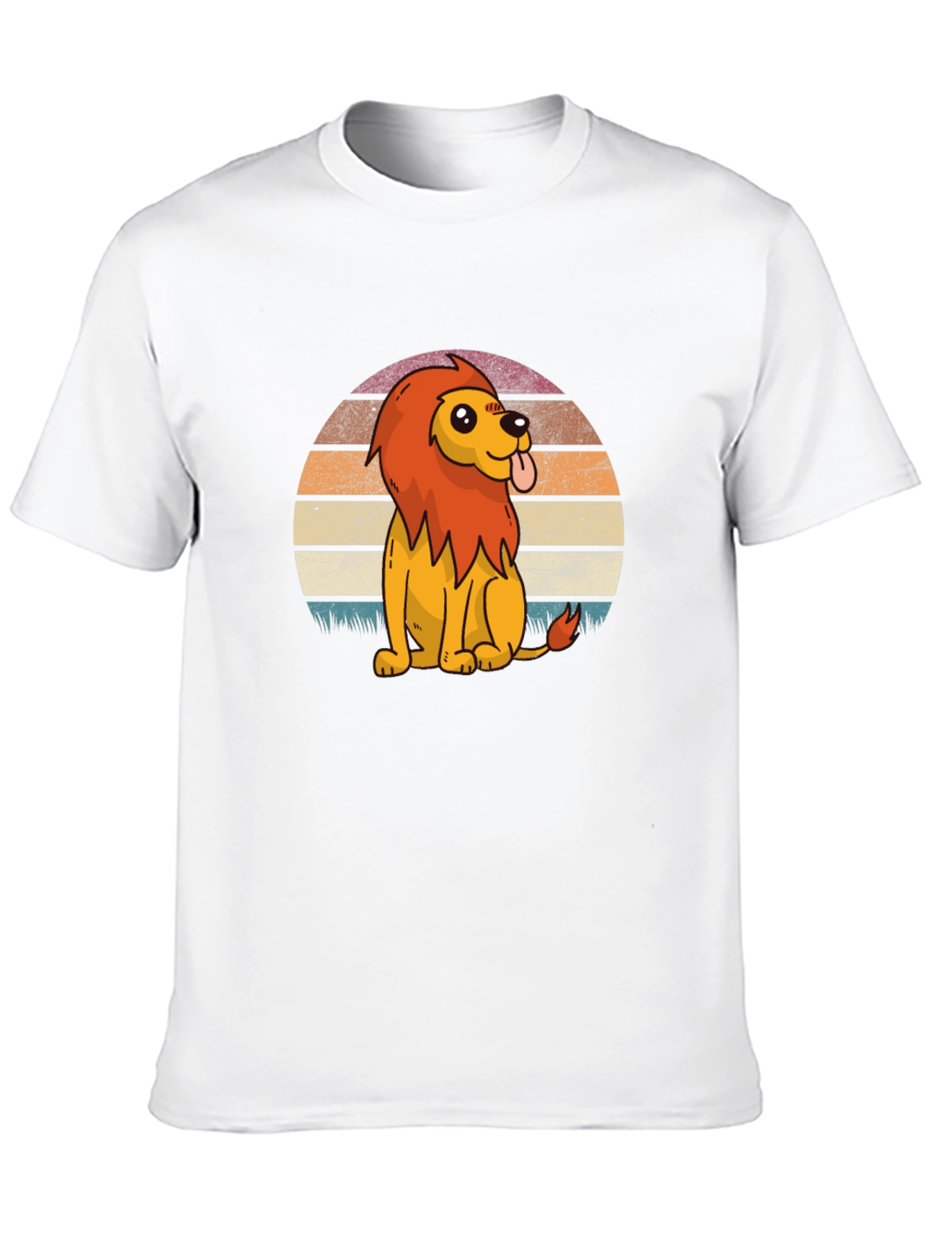 Cute Cartoon Lion Graphic Tee - Black