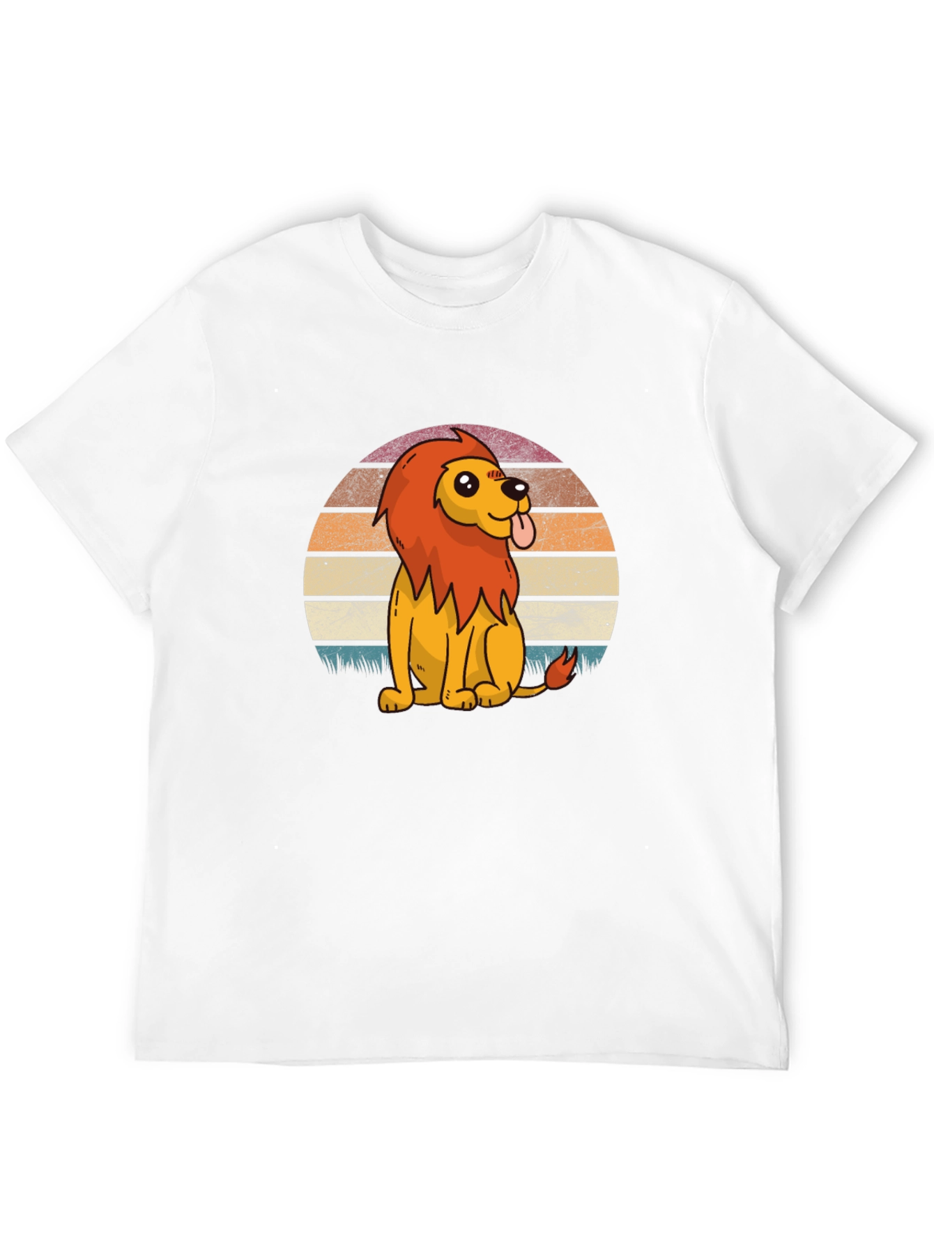 Cute Cartoon Lion Graphic Tee - Black