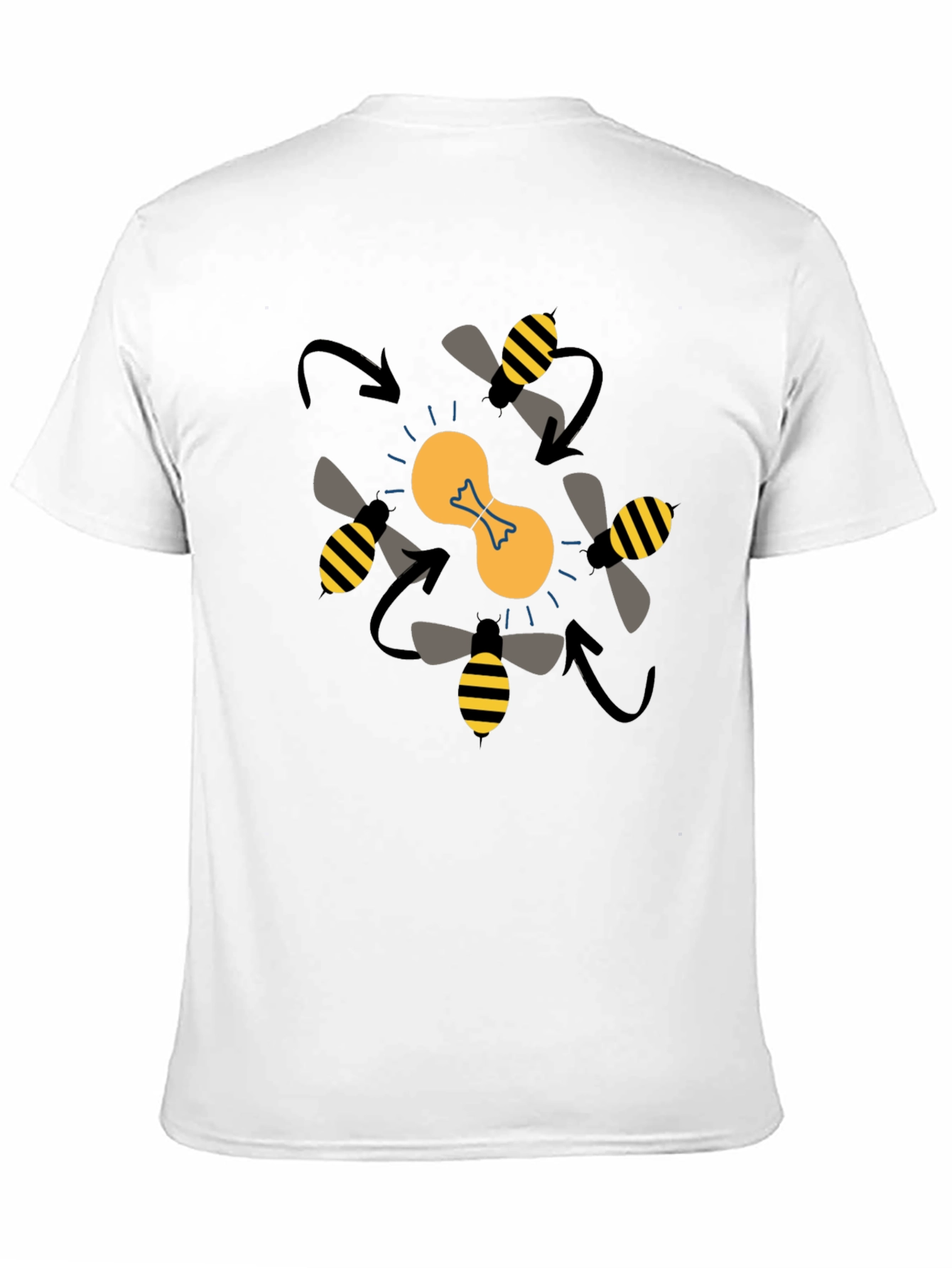 Bees Around Lightbulb Graphic Tee - Black Cotton T-Shirt