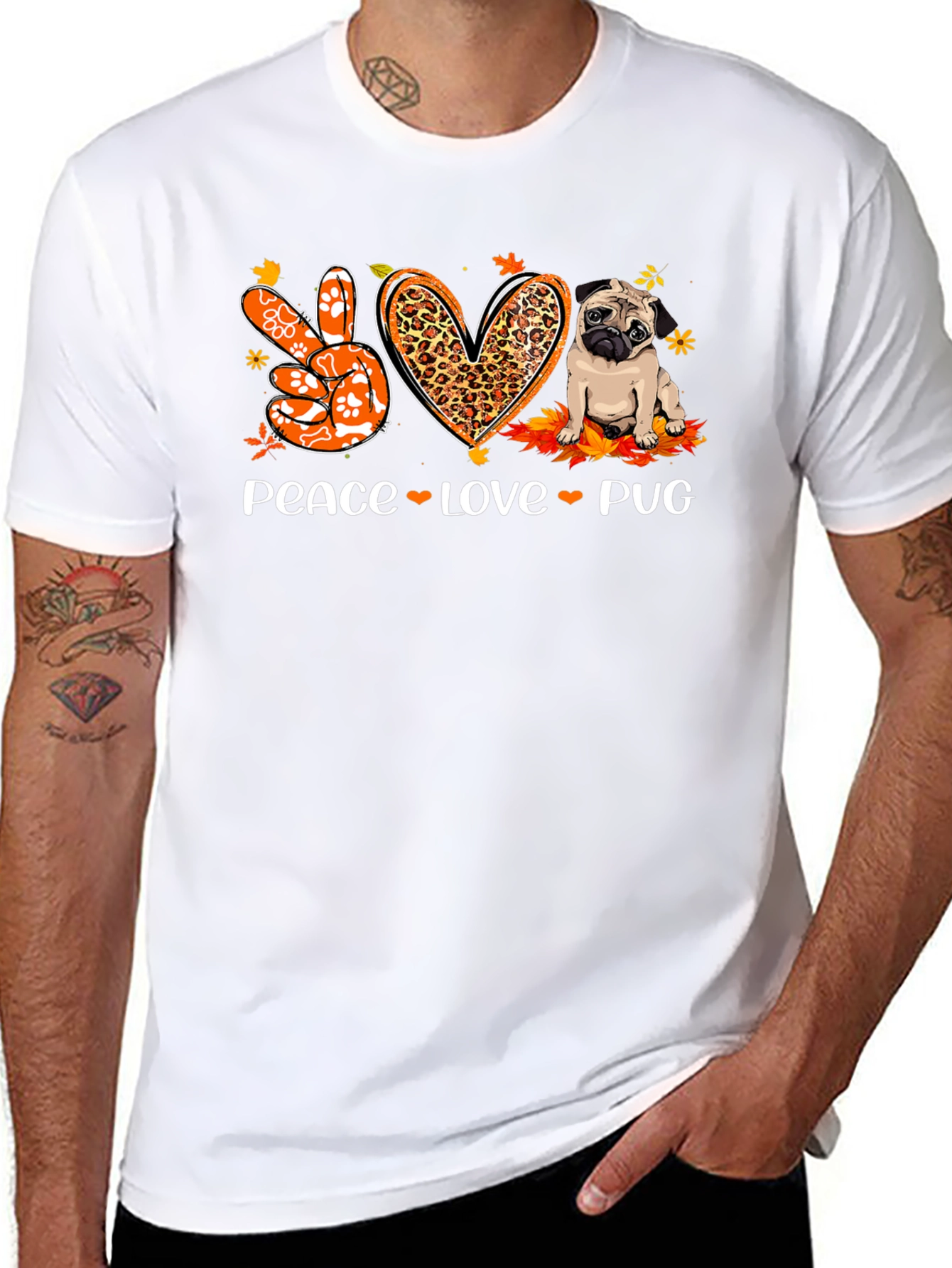 Peace Love Pug Black Graphic Tee