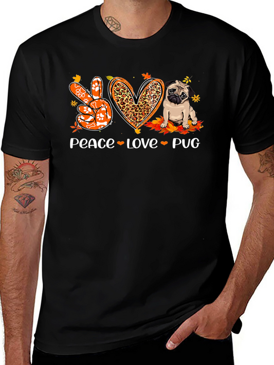 Peace Love Pug Black Graphic Tee