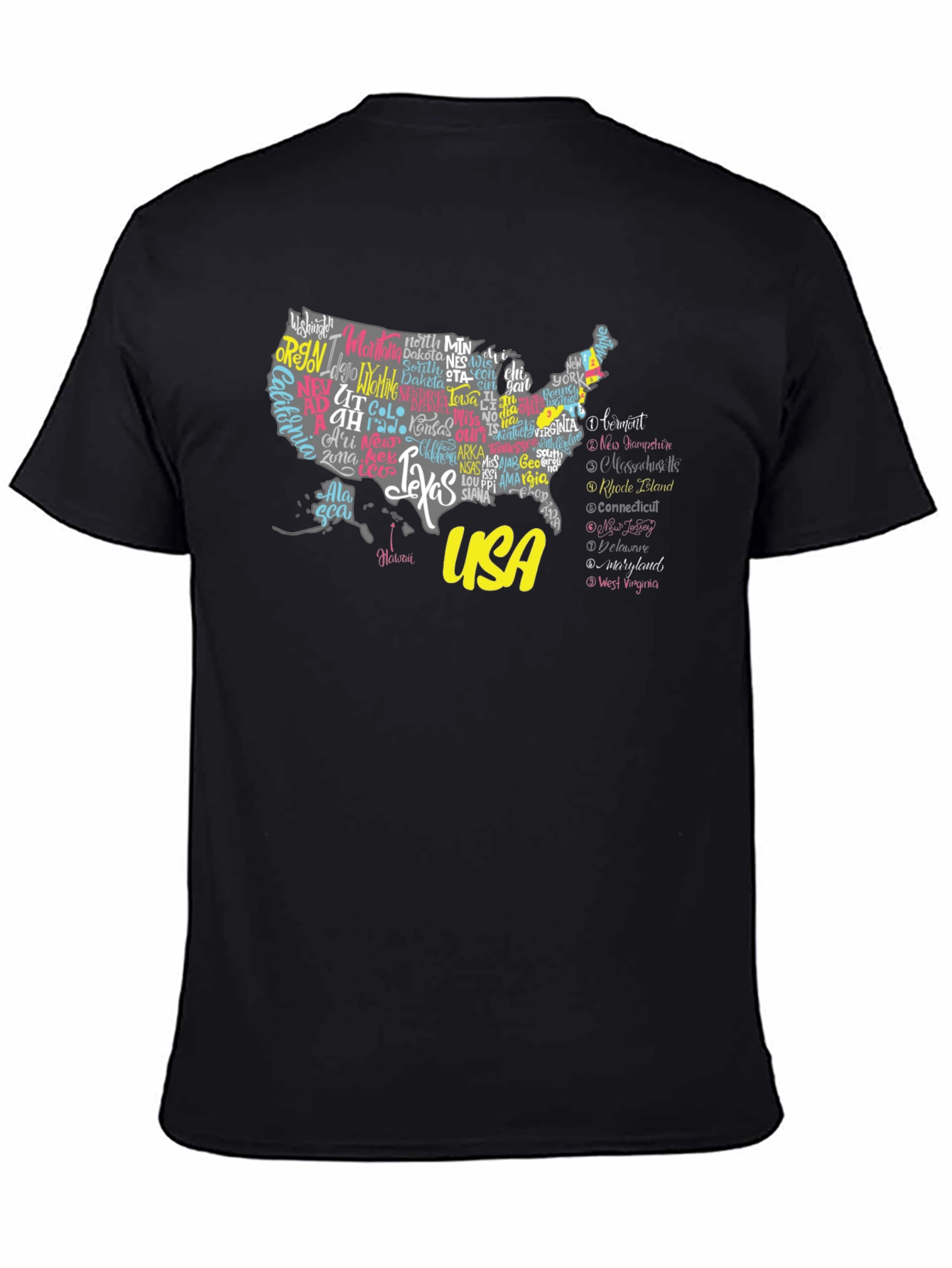 USA States Map Graphic Print Tee - Unisex