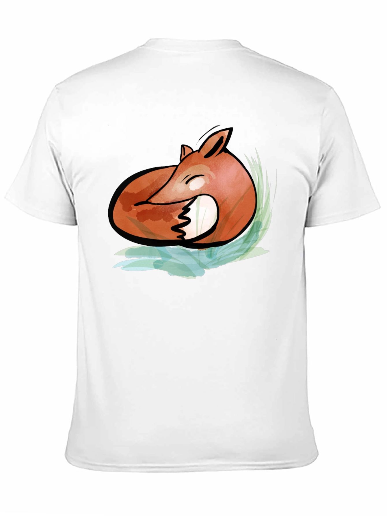 Mens Black Fox Graphic Tee - Artistic Design