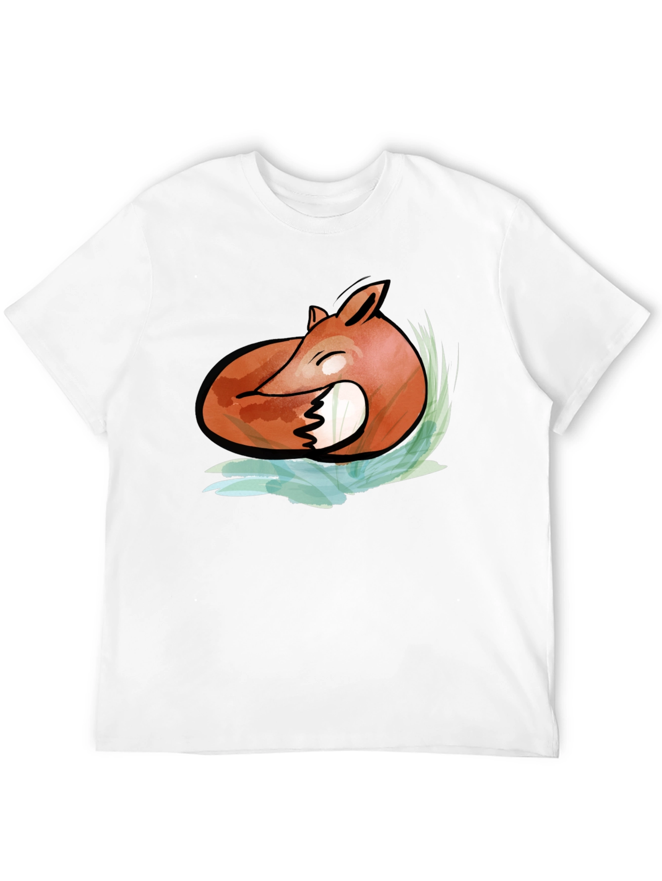 Mens Black Fox Graphic Tee - Artistic Design