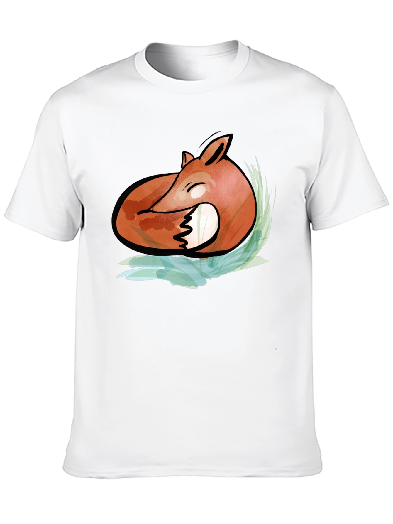 Mens Black Fox Graphic Tee - Artistic Design