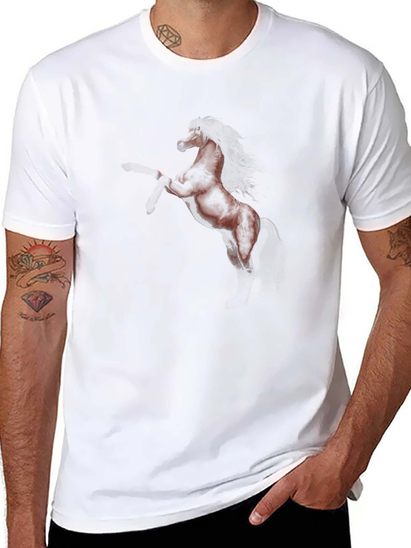 Black T-Shirt with Horse Graphic