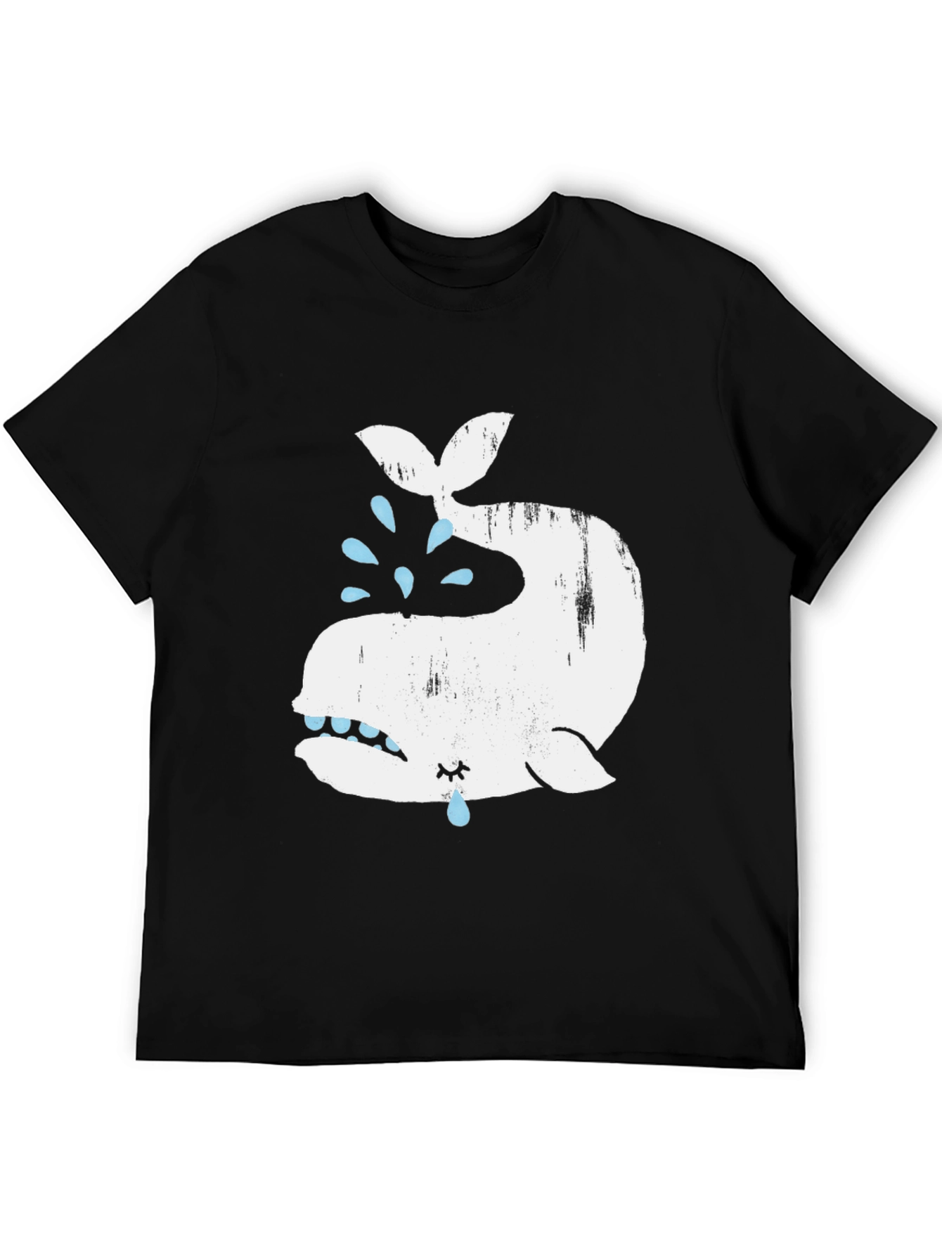 Crying Whale Graphic T-Shirt - Black Cotton Blend