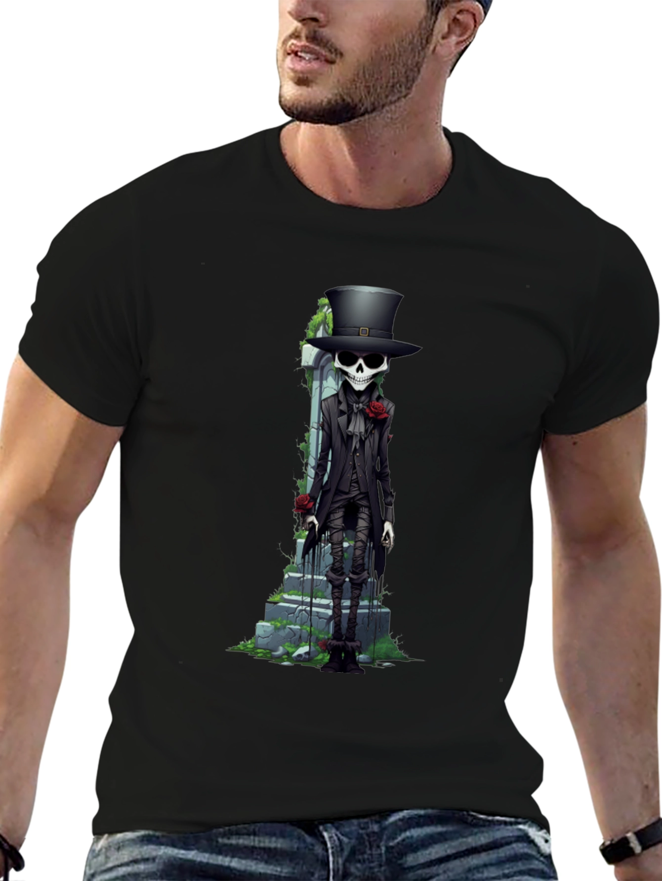 Skeleton Gentleman Graphic Tee - Unique Style