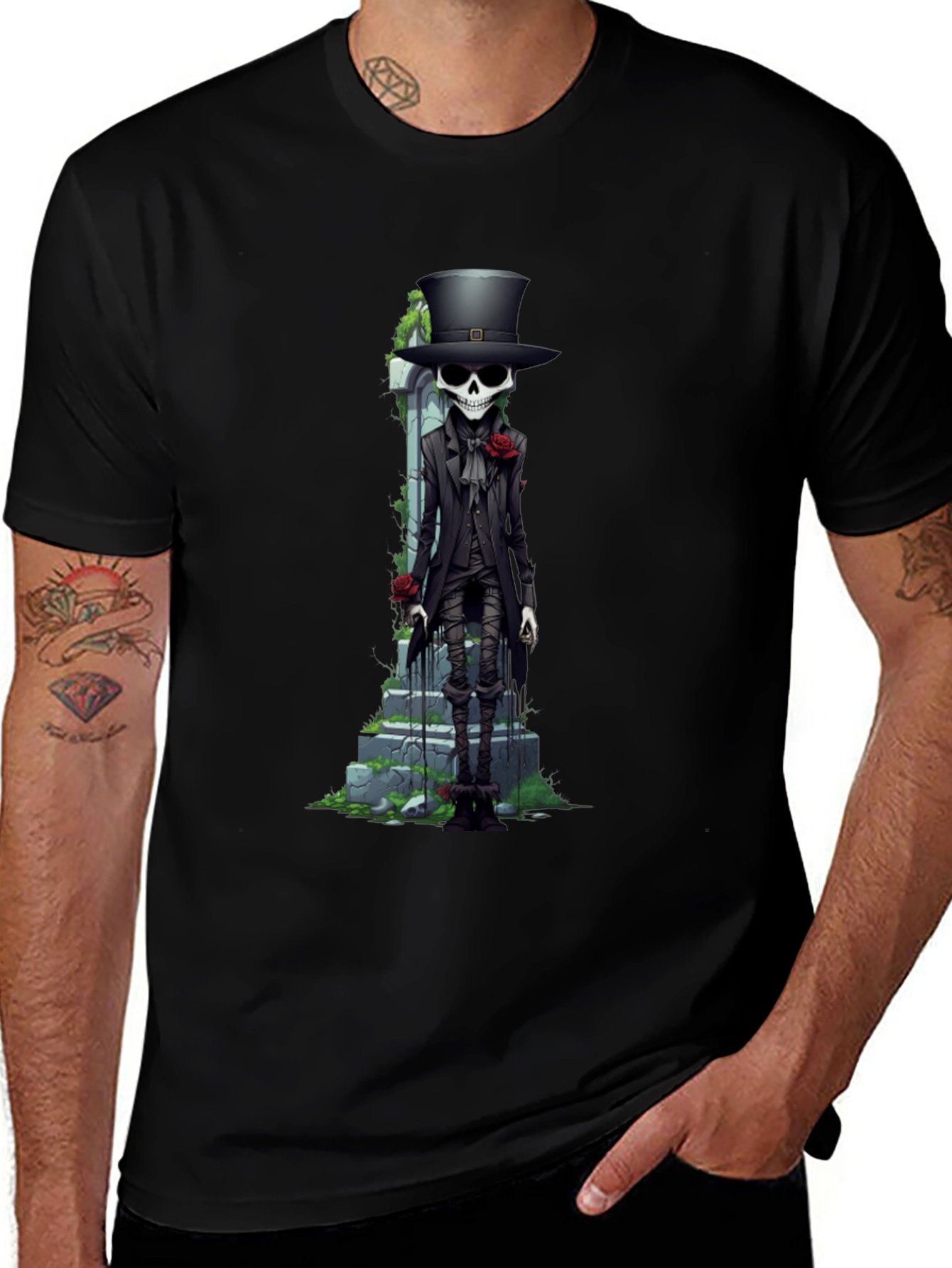 Skeleton Gentleman Graphic Tee - Unique Style