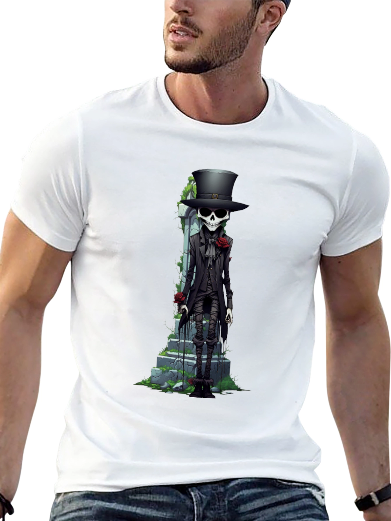 Skeleton Gentleman Graphic Tee - Unique Style