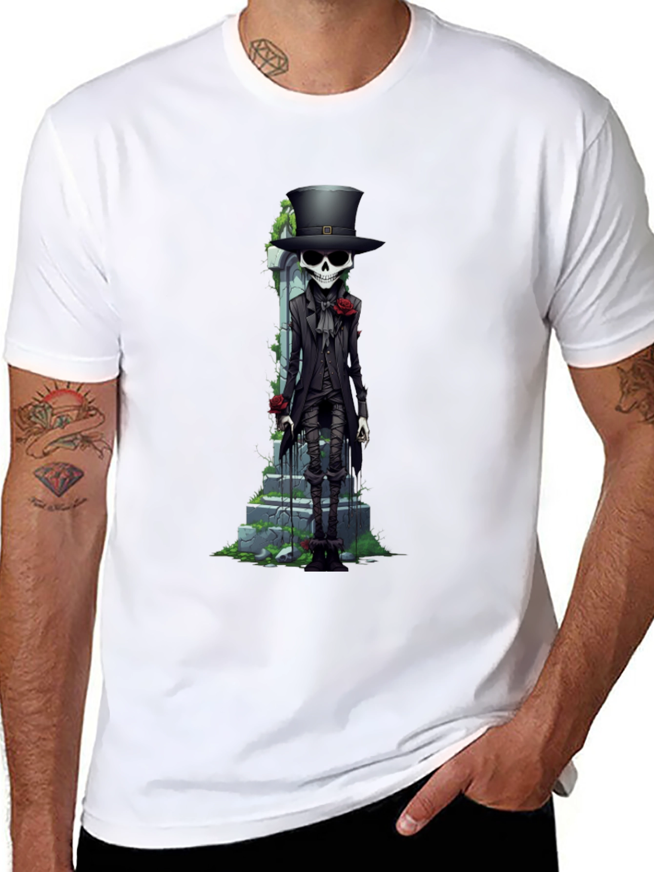 Skeleton Gentleman Graphic Tee - Unique Style