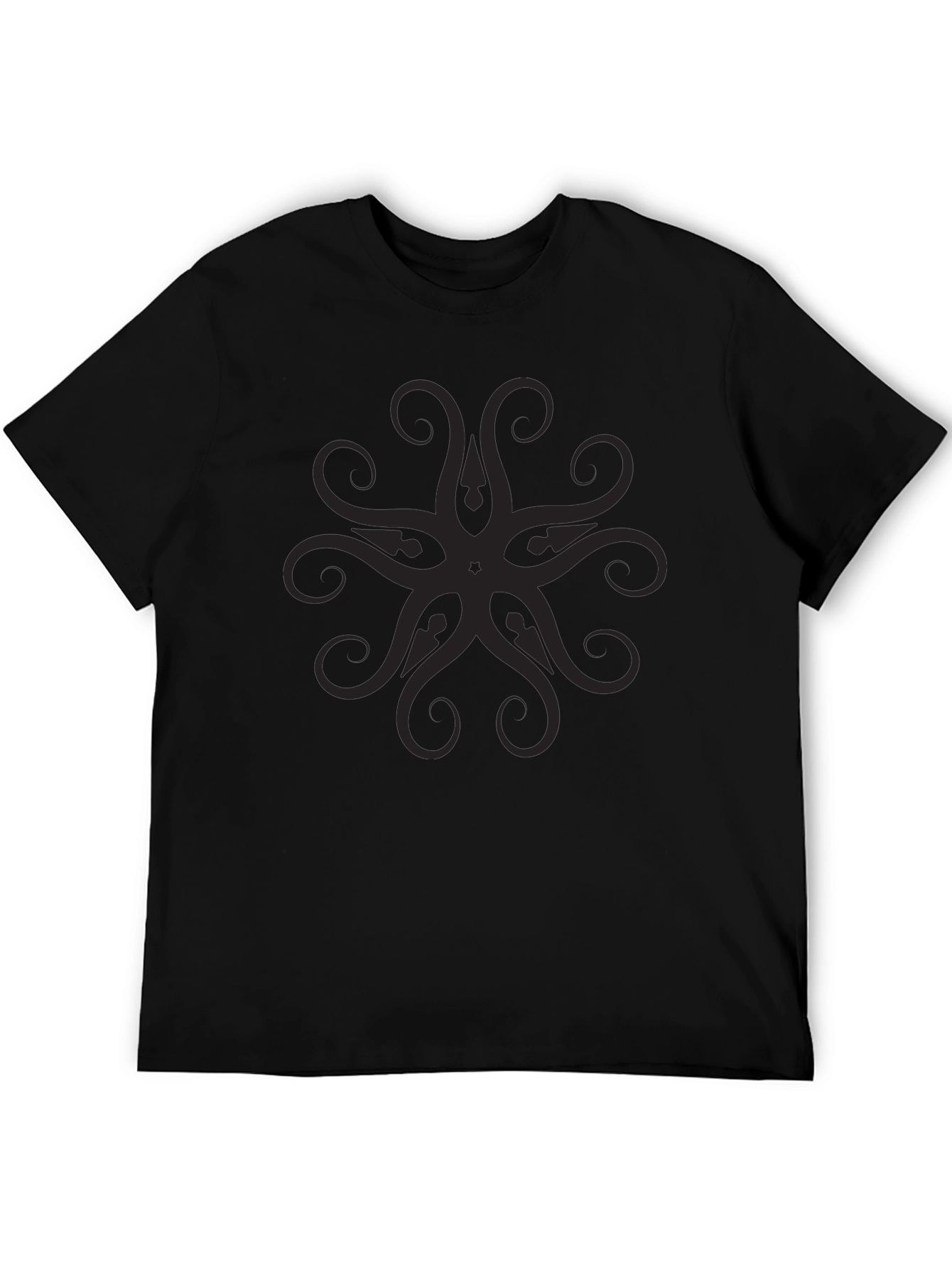 Mens Black Graphic Tee - Abstract Mandala Design