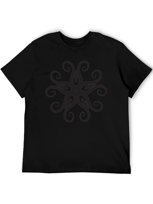 Mens Black Graphic Tee - Abstract Mandala Design