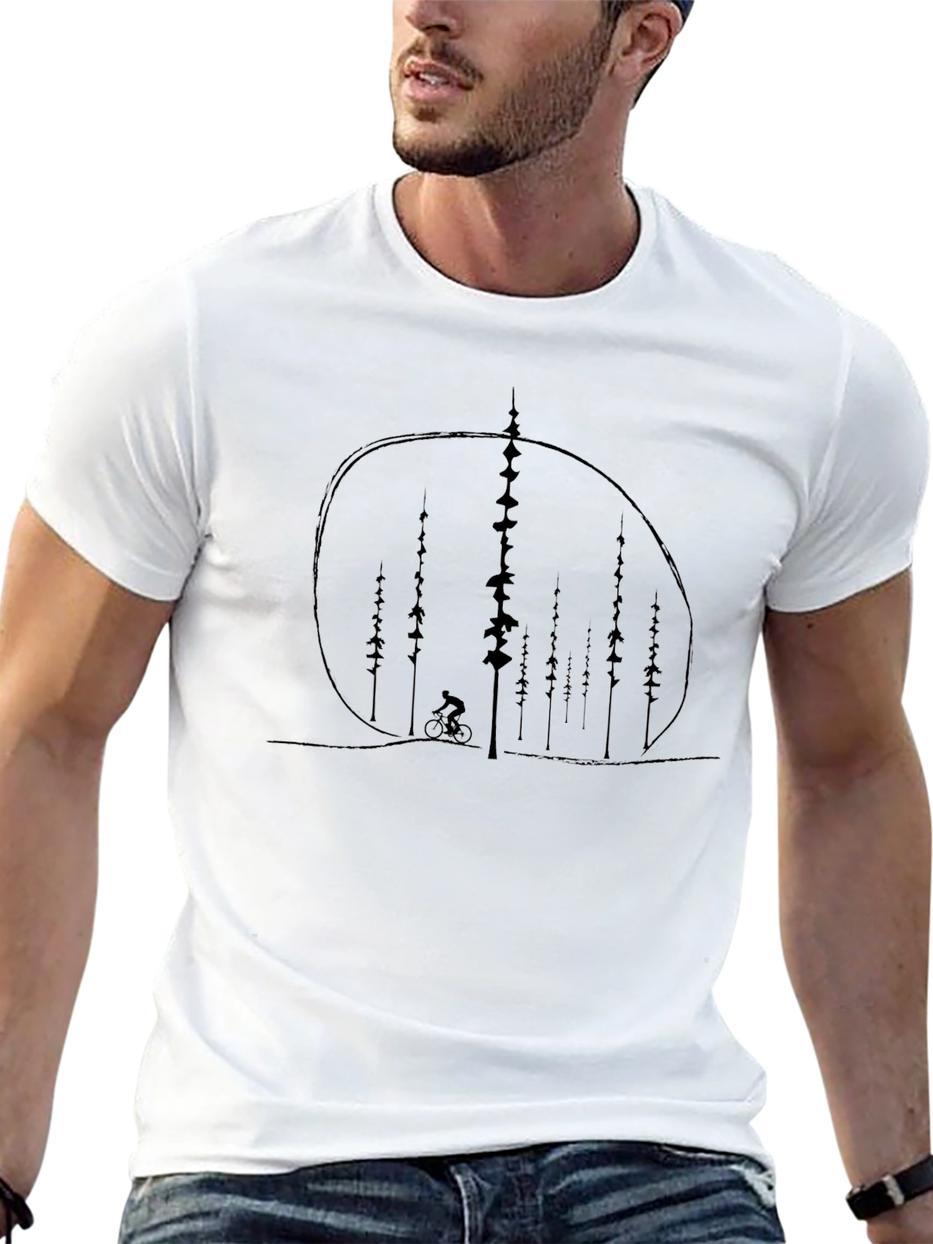 Mountain Bike Silhouette Graphic Tee - Black