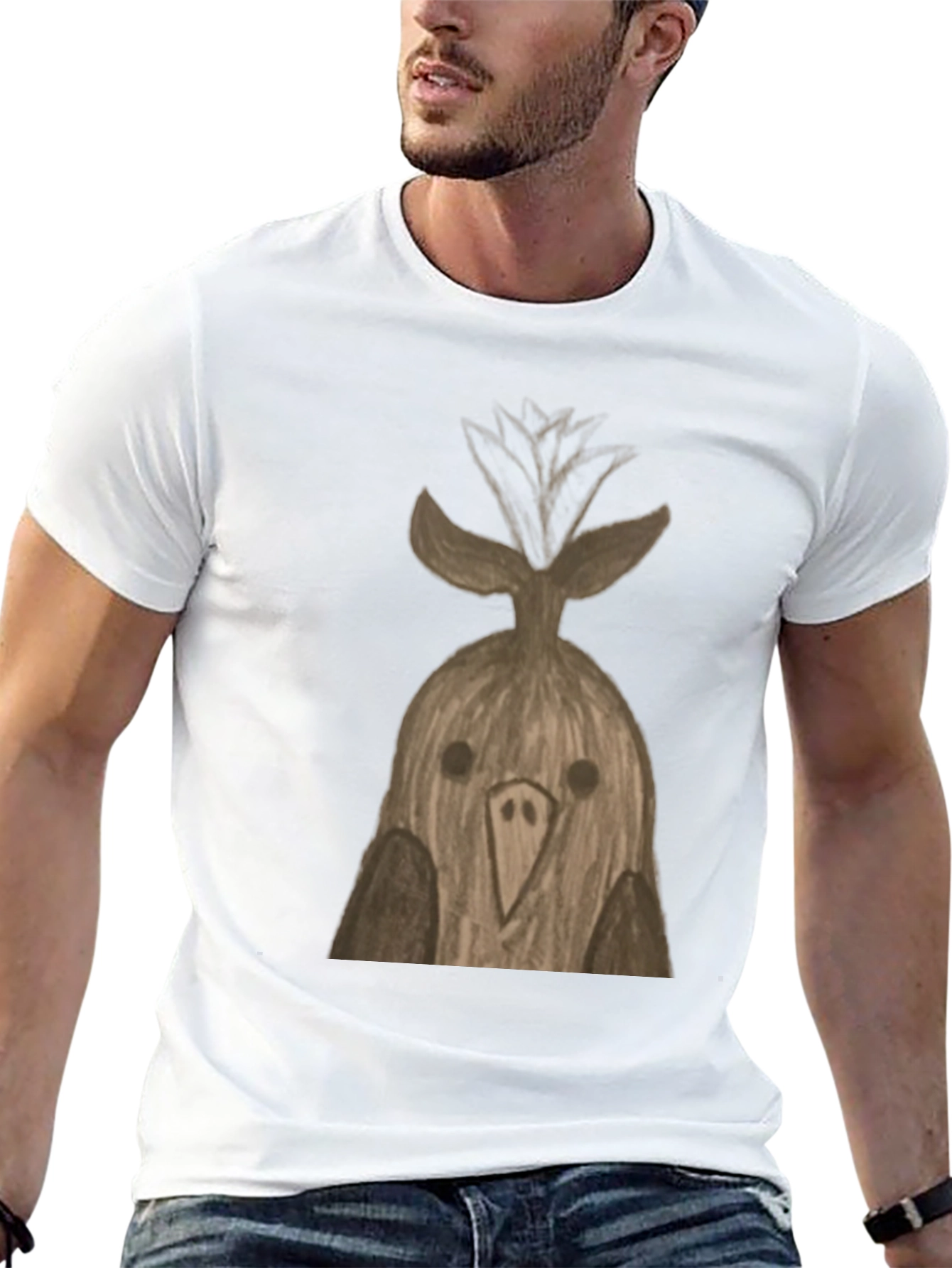 Quirky Bird T-Shirt - Unique Hand-Drawn Design