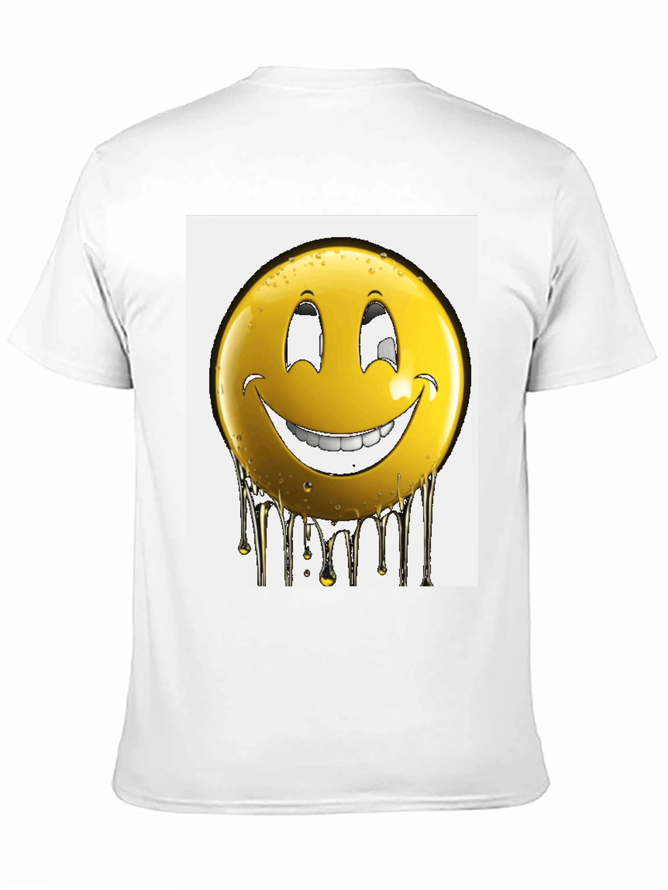 Smiley Face Drip Graphic T-Shirt - Black