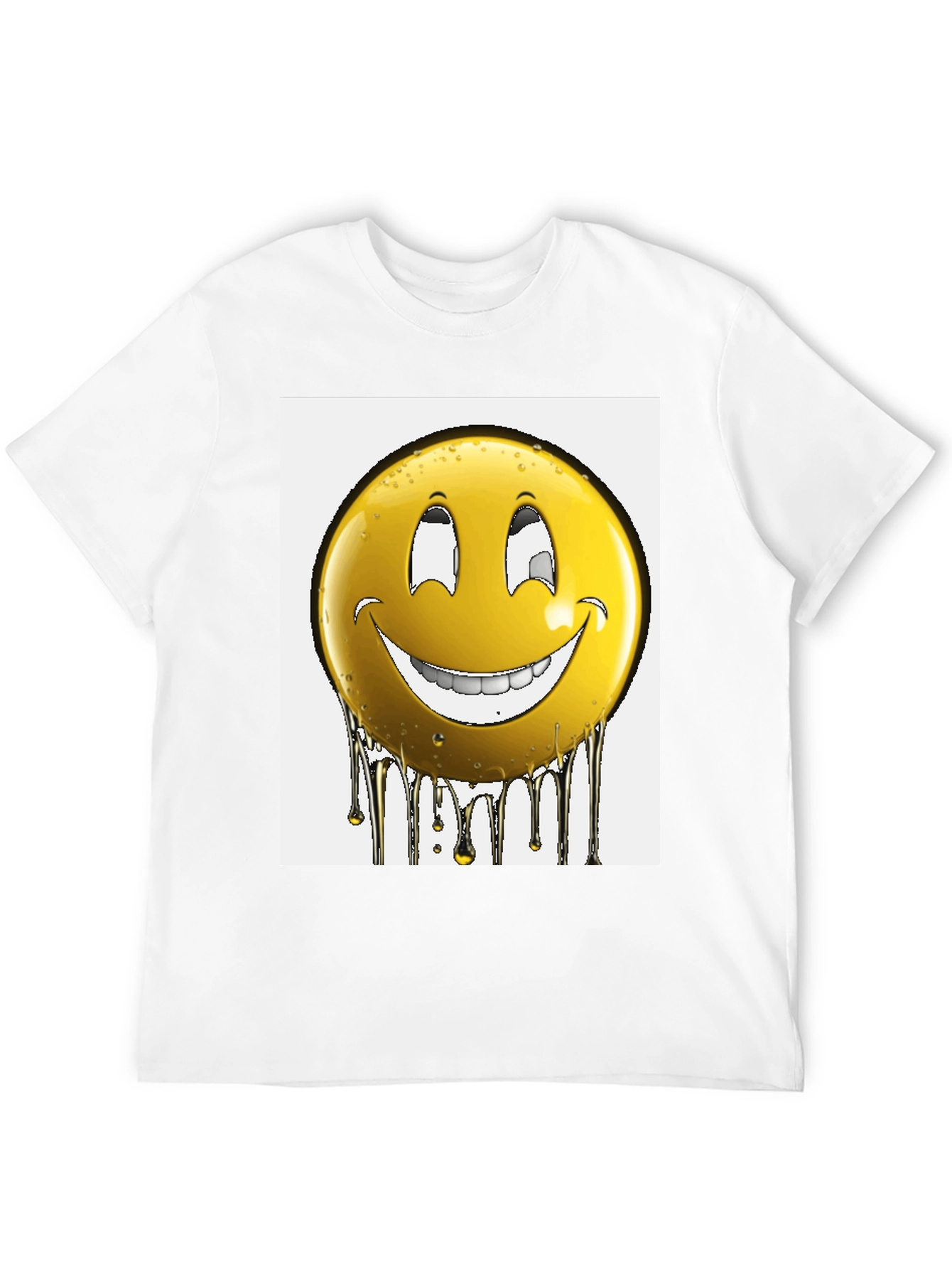 Smiley Face Drip Graphic T-Shirt - Black