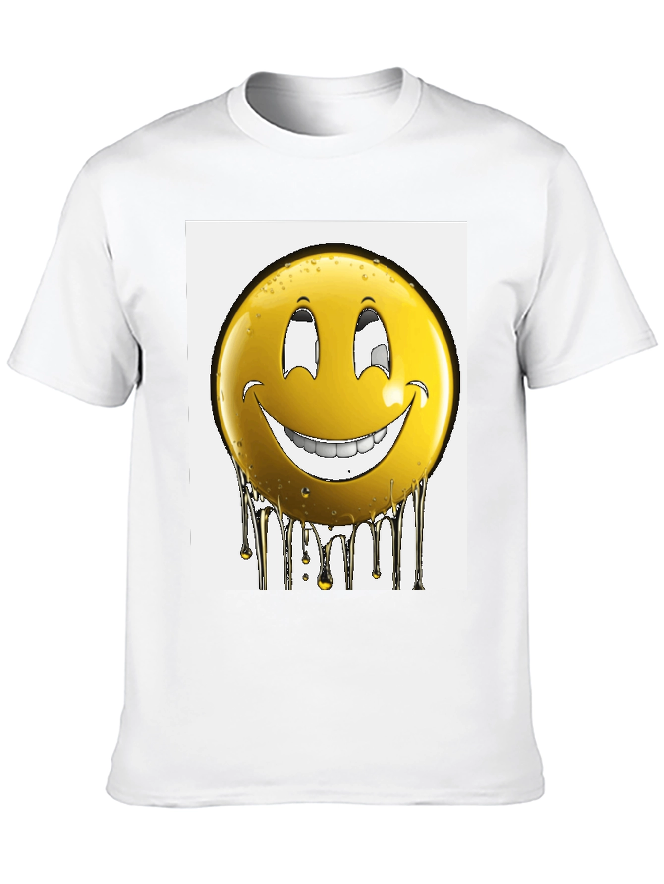 Smiley Face Drip Graphic T-Shirt - Black