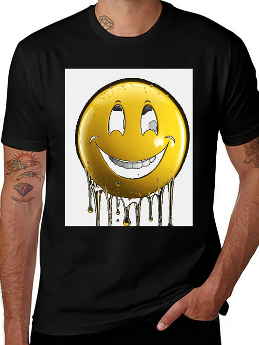 Smiley Face Drip Graphic T-Shirt - Black
