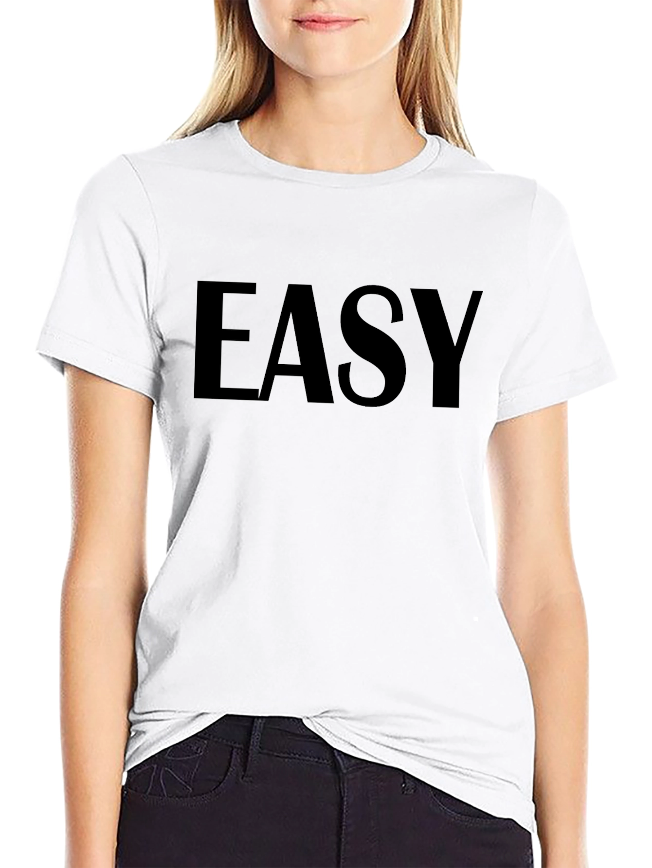 EASY Black Graphic Tee - Casual Comfort