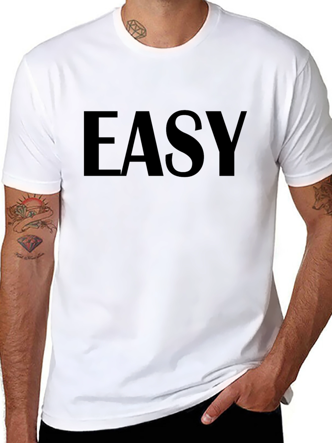 EASY Black Graphic Tee - Casual Comfort