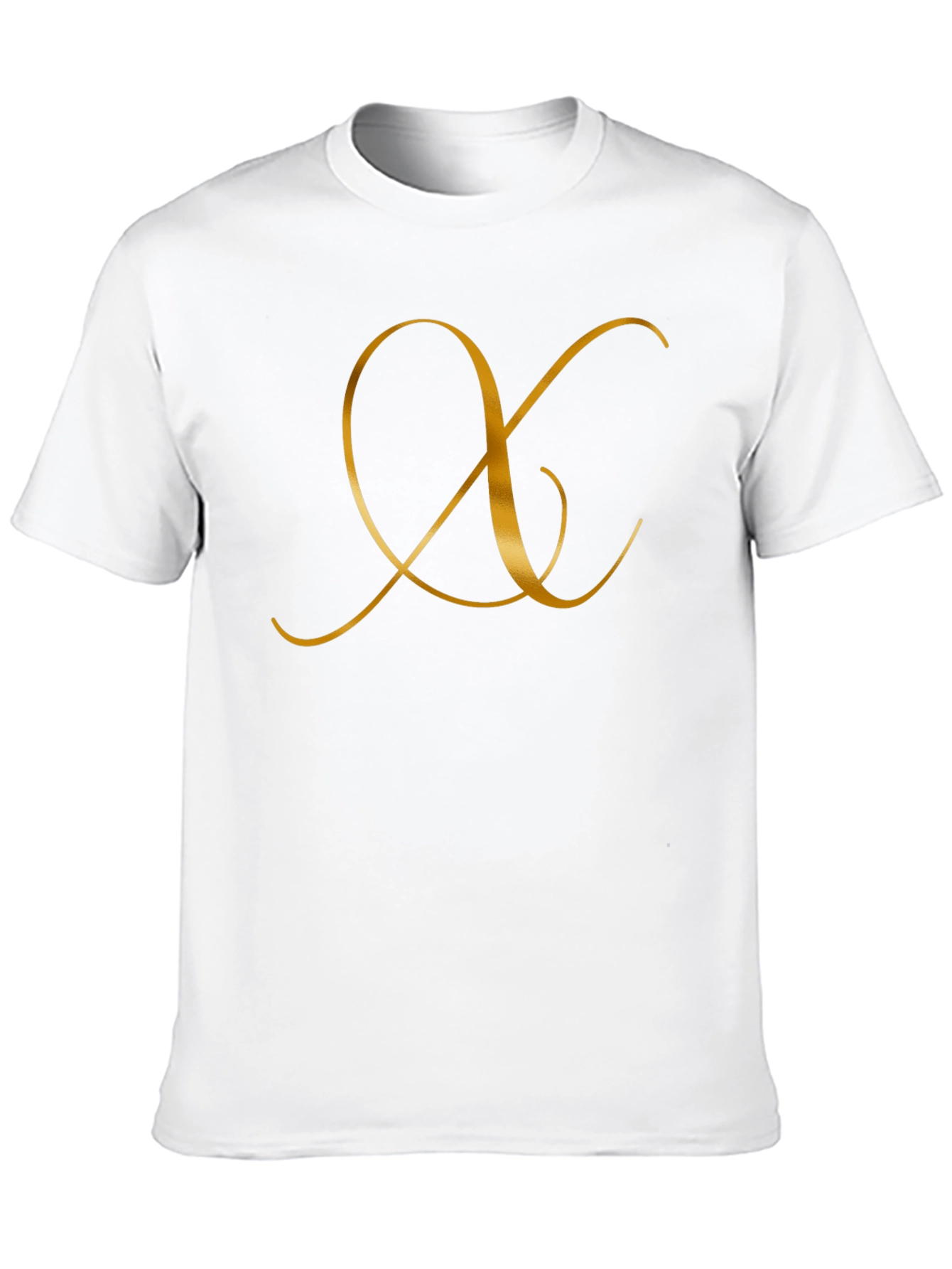 Elegant Black T-Shirt with Golden Letter Design