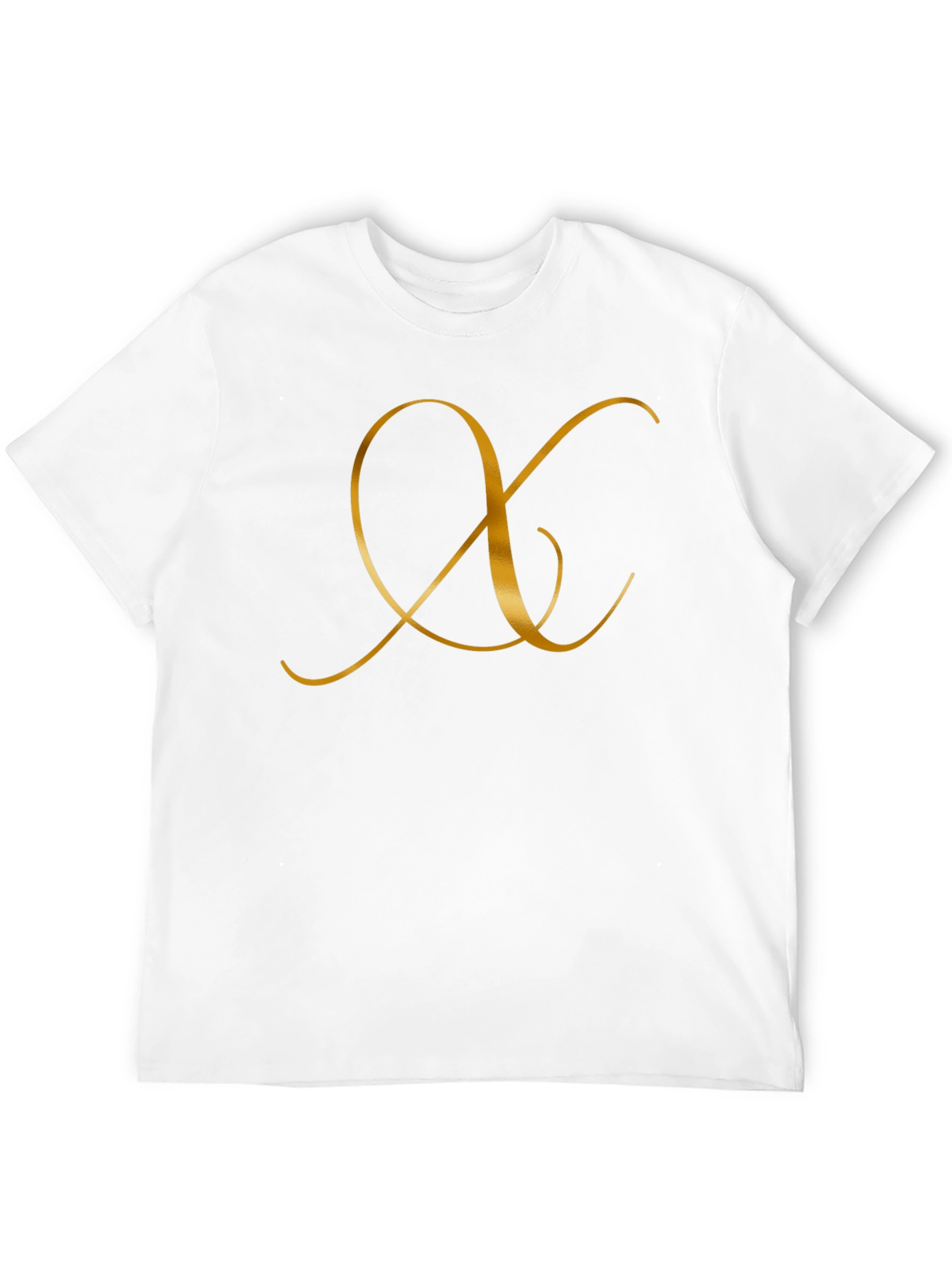 Elegant Black T-Shirt with Golden Letter Design