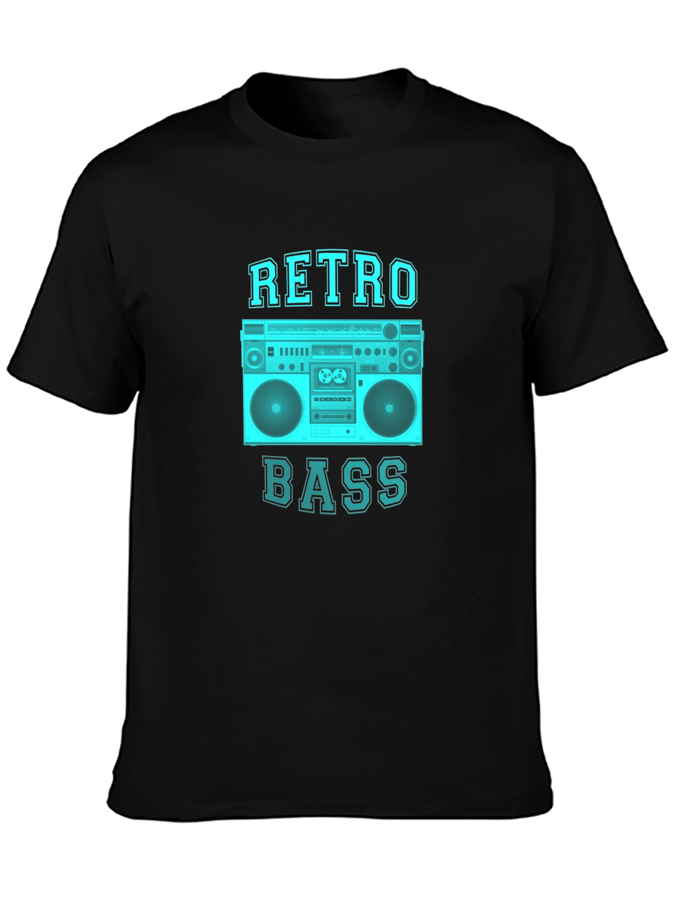 Retro Bass Graphic Tee - Black Cotton T-Shirt