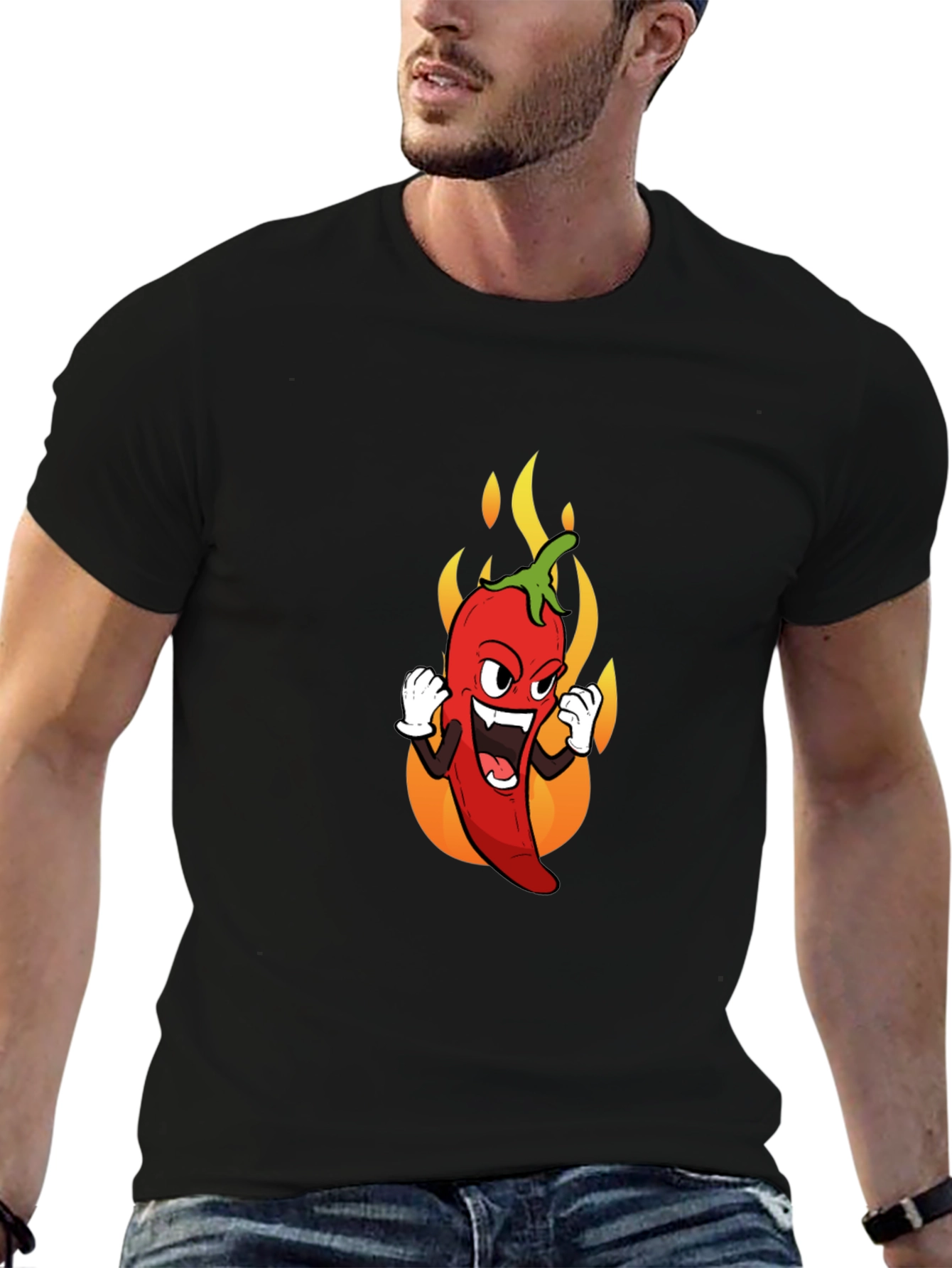 Spicy Pepper Graphic Tee - Bold Black T-Shirt