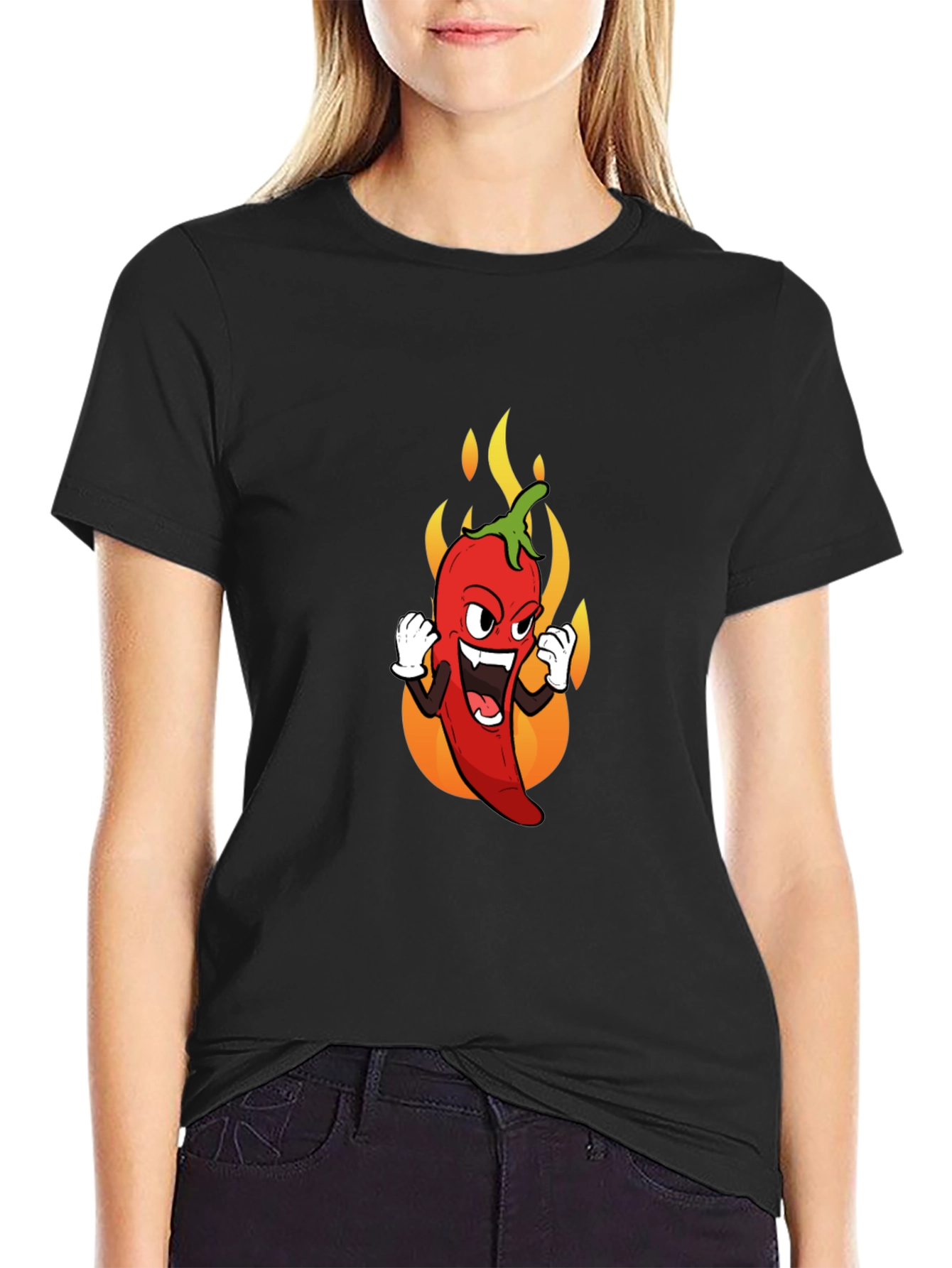 Spicy Pepper Graphic Tee - Bold Black T-Shirt