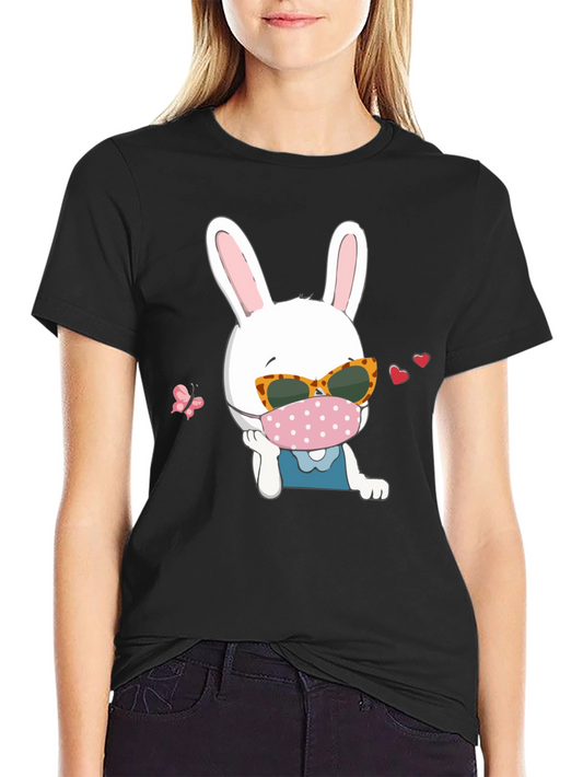 Bunny with Mask Graphic Tee - Casual & Fun Style