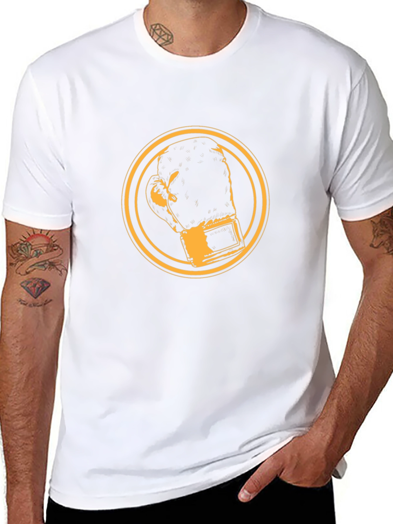 Boxing Glove Graphic Tee - Black Cotton Comfort