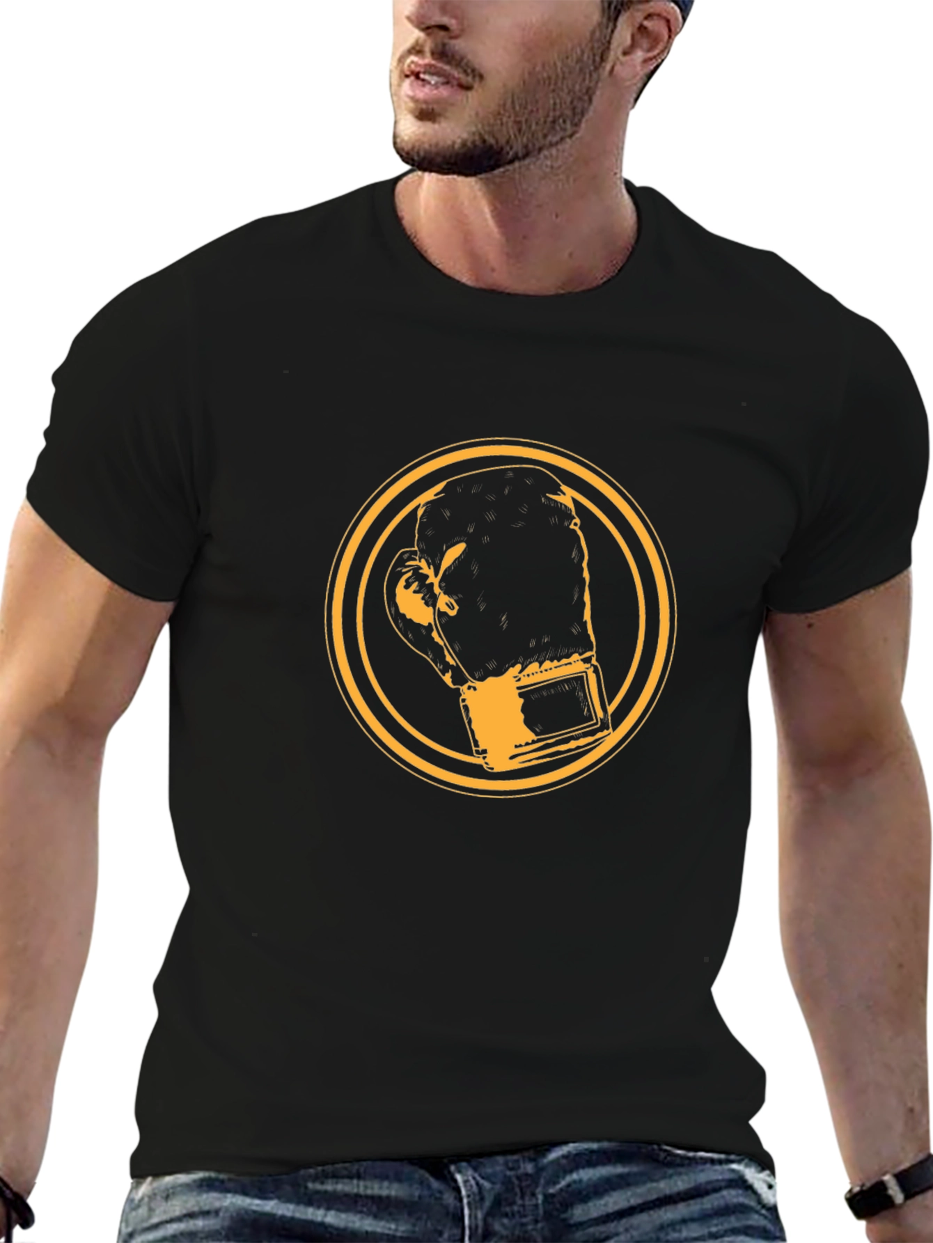 Boxing Glove Graphic Tee - Black Cotton Comfort