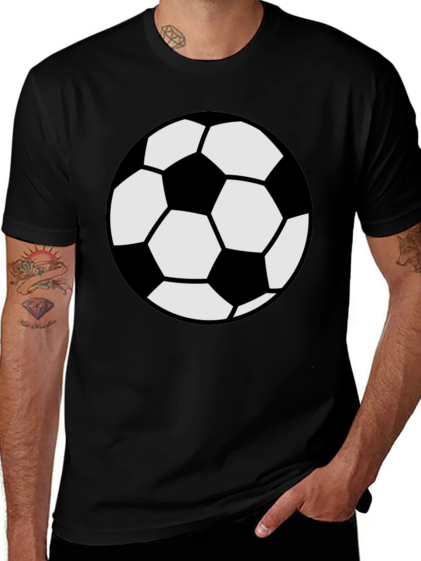 Soccer Ball Graphic Tee - Black Cotton Comfort