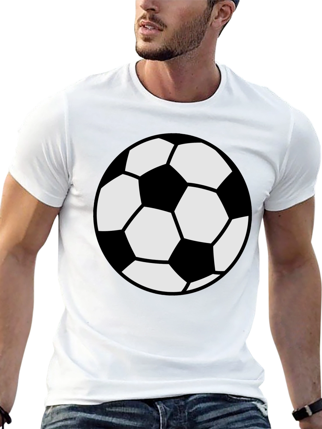 Soccer Ball Graphic Tee - Black Cotton Comfort