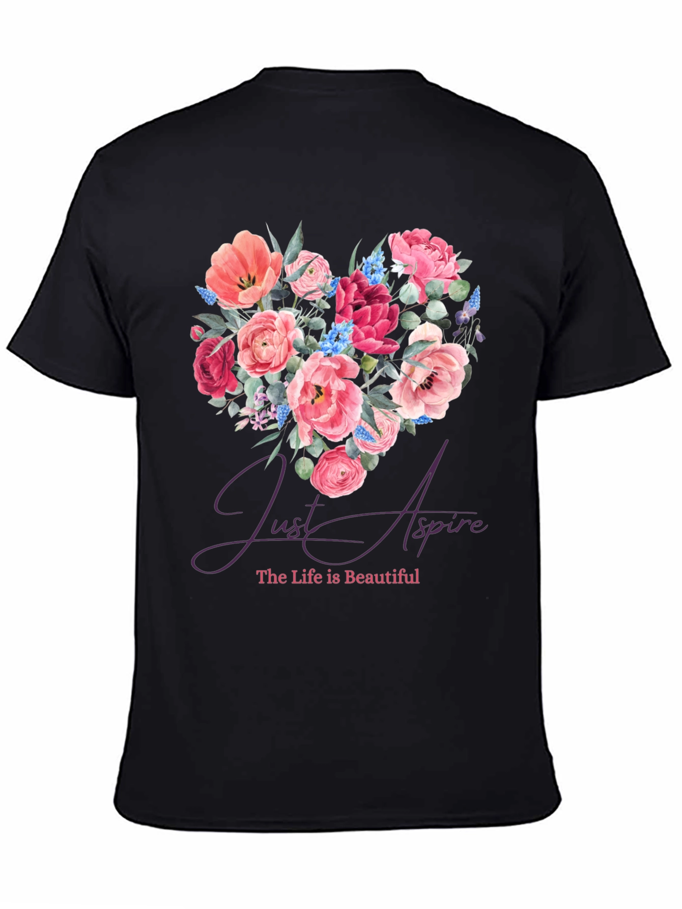 Floral Heart Tee - Just Aspire Graphic T-Shirt