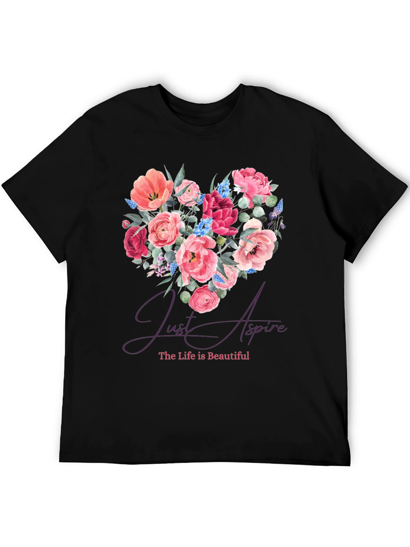 Floral Heart Tee - Just Aspire Graphic T-Shirt