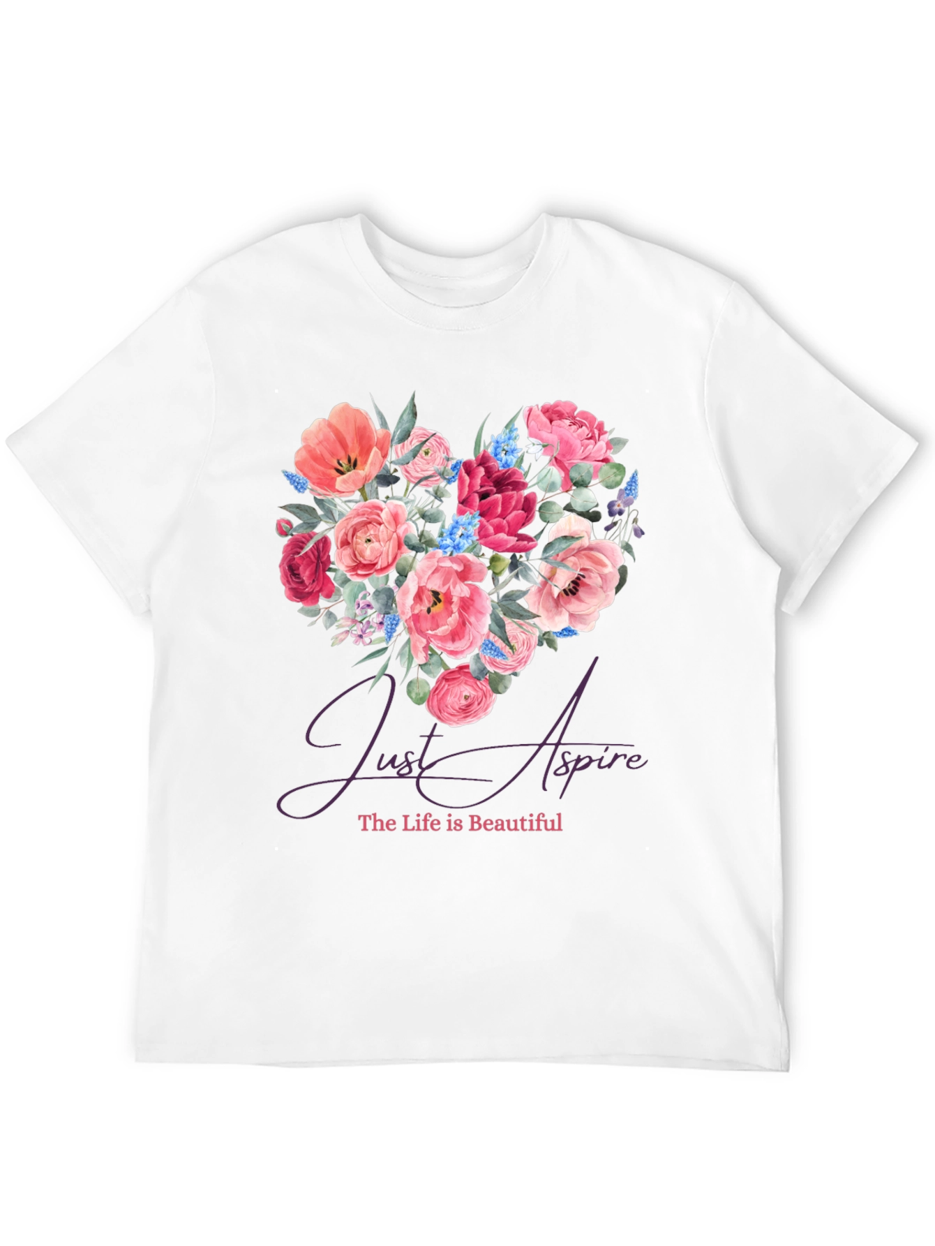 Floral Heart Tee - Just Aspire Graphic T-Shirt
