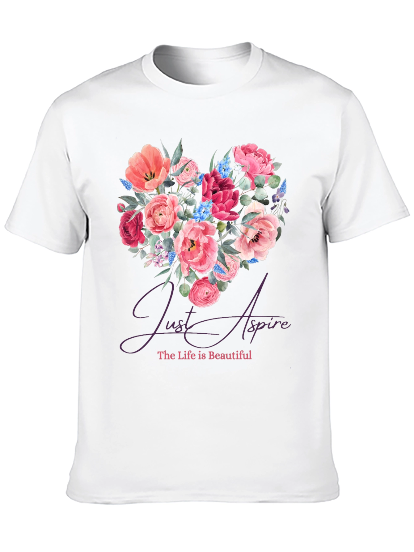 Floral Heart Tee - Just Aspire Graphic T-Shirt