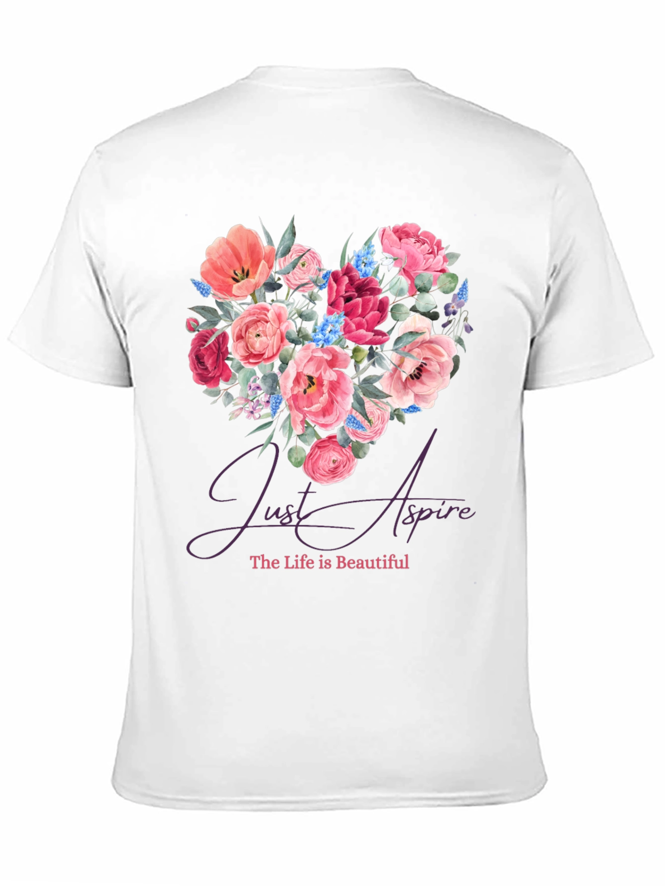 Floral Heart Tee - Just Aspire Graphic T-Shirt
