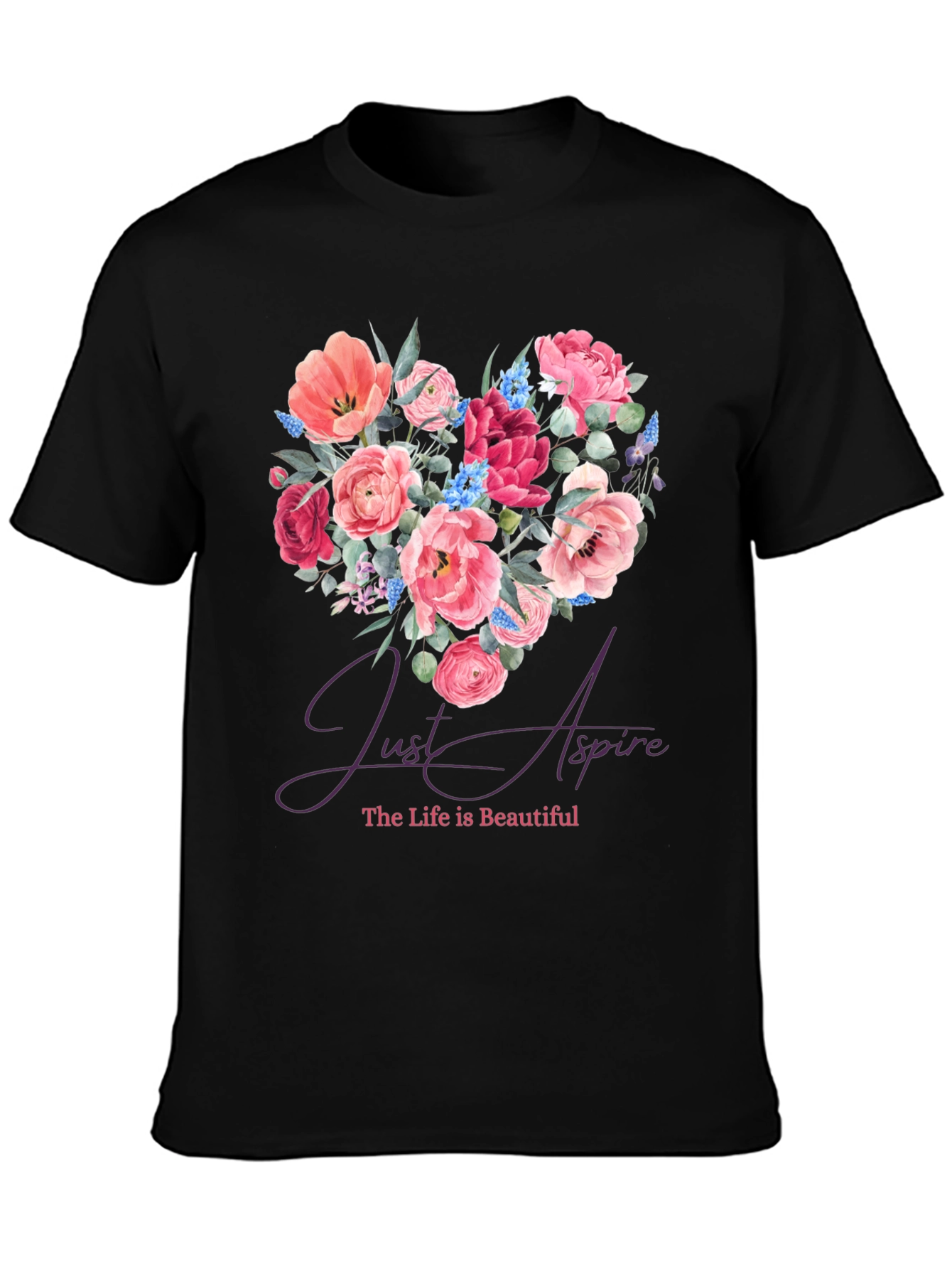 Floral Heart Tee - Just Aspire Graphic T-Shirt