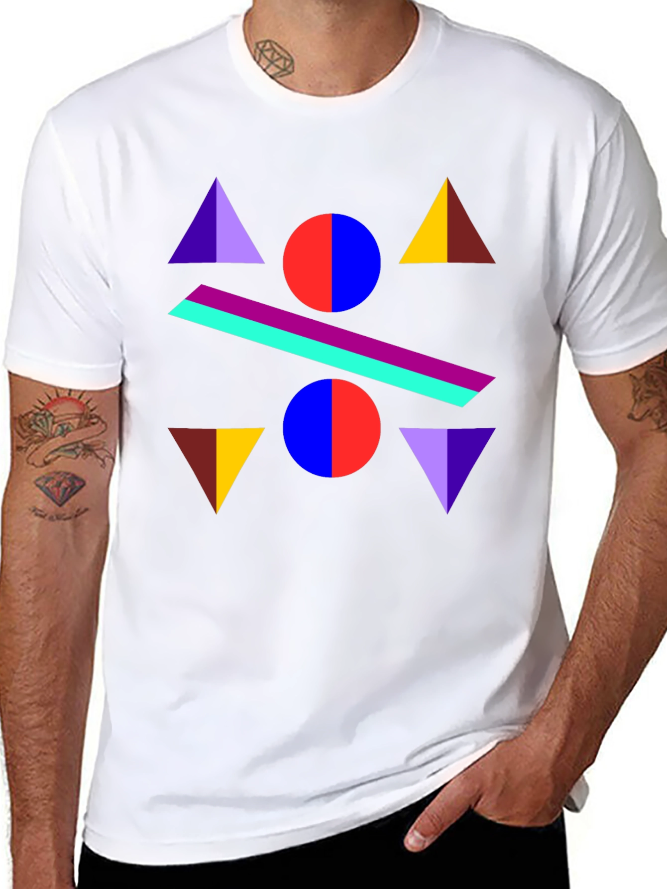 Geometric Graphic Print Black T-Shirt