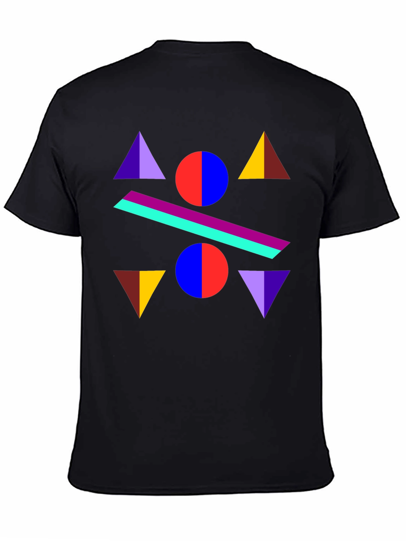 Geometric Graphic Print Black T-Shirt